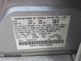 2002 Nissan Altima S with VIN 1N4AL11D62C136823, listed as a IAAI auction lot 41625439 with 201,269 mi miles. Bid and sale history available at carsss.com. Image 9.
