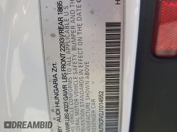2018 Audi TT Roadster с VIN TRUT5CFV2J1014552, выставлен на аукционе Copart как лот 45641123 с пробегом 45 471 миль миль и . История ставок и продаж доступна на DreamBid. Изображение 12.