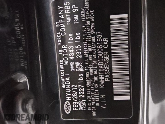 2013 Hyundai Genesis Coupe 2.0T z VIN KMHHT6KD1DU081937, wystawiony jako Copart lot #61016905 z przebiegiem 99 943 mil mil oraz Szkoda całkowita • Salvage title. Historia ofert i sprzedaży dostępna na DreamBid. Obrazek 12.