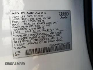 2013 Audi Q7 Premium Plus with VIN WA1LMBFE3DD015021, listed as a Copart auction lot 66894464 with 153,741 mi miles and Salvage title. Bid and sale history available at DreamBid. Image 14.
