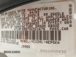 2003 Toyota Avalon XL with VIN 4T1BF28B73U321678, listed as a IAAI auction lot 42083979 with 283,606 mi miles and . Bid and sale history available at carsss.com. Image 9.