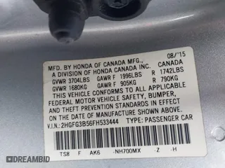 2015 Honda Civic Coupe LX with VIN 2HGFG3B56FH533444, listed as a IAAI auction lot 41907071 with 141,282 mi miles. Bid and sale history available at carsss.com. Image 9.