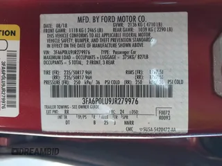 2018 Ford Fusion SE z VIN 3FA6P0LU9JR279976, wystawiony jako IAAI lot #41792558 z przebiegiem 115 790 mil mil oraz . Historia ofert i sprzedaży dostępna na DreamBid. Obrazek 9.