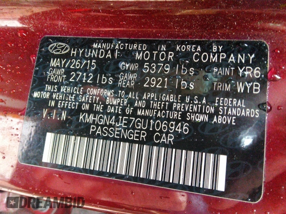 2016 Hyundai Genesis 3.8L z VIN KMHGN4JE7GU106946, wystawiony jako IAAI lot #40809364 z przebiegiem 91 788 mil mil oraz . Historia ofert i sprzedaży dostępna na DreamBid. Obrazek 9.