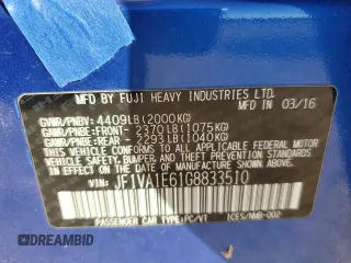 2016 Subaru WRX Premium with VIN JF1VA1E61G8833510, listed as a Copart auction lot 88782335 with 94,810 mi miles and Salvage Title. Bid and sale history available at carsss.com. Image 13.