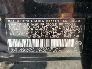 2004 Lexus LS 430 z VIN JTHBN36F940162592, wystawiony jako Copart lot #59467195 z przebiegiem 130 867 mil mil oraz Czysty tytuł • Clean title. Historia ofert i sprzedaży dostępna na DreamBid. Obrazek 12.