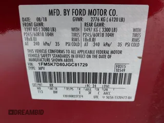 2018 Ford Explorer XLT с VIN 1FM5K7D80JGC81729, выставлен на аукционе IAAI как лот 42372561 с пробегом 68 348 миль миль и . История ставок и продаж доступна на DreamBid. Изображение 9.