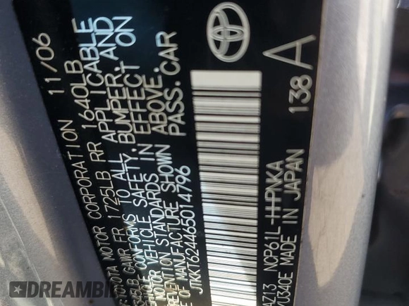 2006 Scion xA z VIN JTKKT624465014796, wystawiony jako Copart lot #70084474 z przebiegiem 156 493 mil mil oraz Szkoda całkowita • Salvage title. Historia ofert i sprzedaży dostępna na DreamBid. Obrazek 12.
