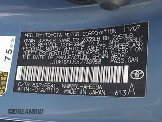 2008 Toyota Prius with VIN JTDKB20U587730958, listed as a IAAI auction lot 41992635 with 267,886 mi miles. Bid and sale history available at carsss.com. Image 9.
