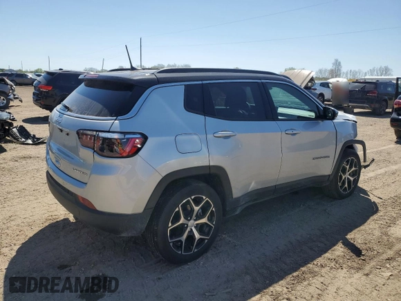 2024 Jeep Compass Limited z VIN 3C4NJDCN1RT151236, wystawiony jako Copart lot #56167405 z przebiegiem 6 458 mil mil oraz Szkoda całkowita • Salvage title. Historia ofert i sprzedaży dostępna na DreamBid. Obrazek 3.
