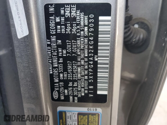 2019 Kia Sorento L z VIN 5XYPG4A32KG479030, wystawiony jako Copart lot #50903745 z przebiegiem 154 418 mil mil oraz Szkoda całkowita • Salvage title. Historia ofert i sprzedaży dostępna na DreamBid. Obrazek 12.