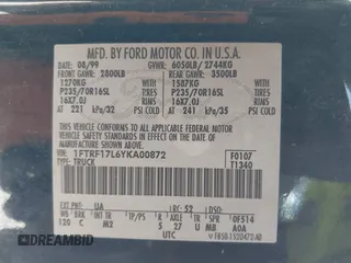 2000 Ford F-150 XL with VIN 1FTRF17L6YKA00872, listed as a IAAI auction lot 42195407 with 210,209 mi miles and . Bid and sale history available at DreamBid. Image 9.