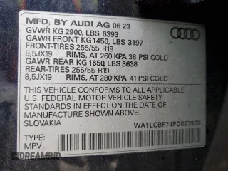 2023 Audi Q7 Premium Plus with VIN WA1LCBF74PD027929, listed as a Copart auction lot 44027295 with 16,982 mi miles and Salvage title. Bid and sale history available at DreamBid. Image 13.