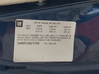 2008 Buick Lucerne CXL with VIN 1G4HD57248U127698, listed as a IAAI auction lot 42029470 with Not Provided miles and . Bid and sale history available at DreamBid. Image 9.