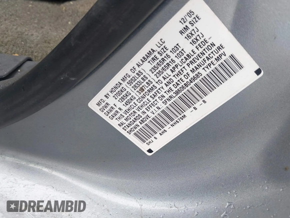 2006 Honda Odyssey EX-L с VIN 5FNRL38606B049685, выставлен на аукционе IAAI как лот 42322080 с пробегом 242 078 миль миль и . История ставок и продаж доступна на DreamBid. Изображение 9.