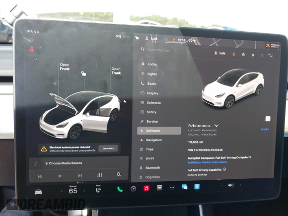2020 Tesla Model Y Long Range z VIN 5YJYGDEE0LF035248, wystawiony jako IAAI lot #42162191 z przebiegiem 115 533 mil mil oraz . Historia ofert i sprzedaży dostępna na DreamBid. Obrazek 19.