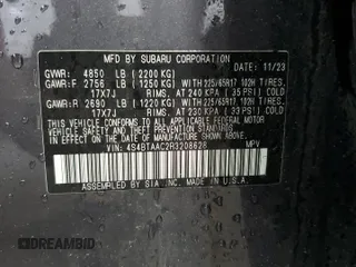 2024 Subaru Outback with VIN 4S4BTAAC2R3208628, listed as a Copart auction lot 58552404 with 12,369 mi miles and Non repairable. Bid and sale history available at DreamBid. Image 12.