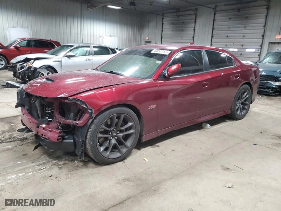 2020 Dodge Charger Scat Pack with VIN 2C3CDXGJ8LH254617, listed as a Copart auction lot 46857755 with 64,581 mi miles and Salvage Title. Bid and sale history available at carsss.com. Image 1.