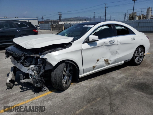 2018 Mercedes-Benz CLA 250 with VIN WDDSJ4EB9JN635123, listed as a Copart auction lot 55898275 with 76,361 mi miles and Salvage title. Bid and sale history available at DreamBid. Image 1.