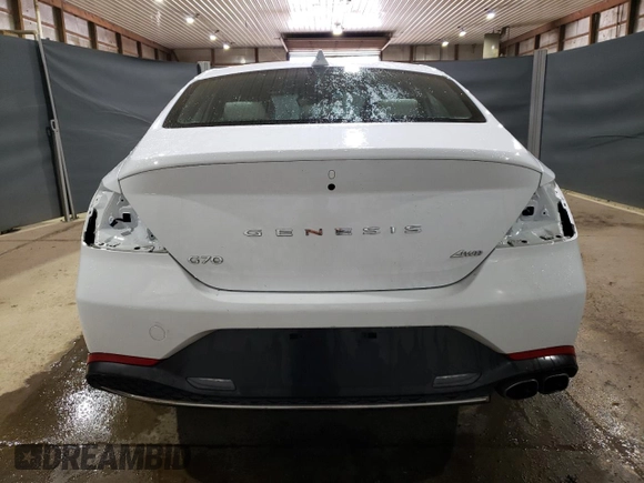 2023 Genesis G70 2.0T with VIN KMTG34TA9PU124418, listed as a Copart auction lot 60632694 with 23,798 mi miles and Salvage Title. Bid and sale history available at DreamBid. Image 6.