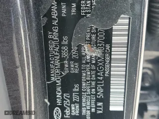 2021 Hyundai Elantra SE with VIN 5NPLL4AGXMH037007, listed as a Copart auction lot 69283454 with 83,781 mi miles and Salvage Title. Bid and sale history available at carsss.com. Image 12.