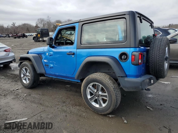 2021 Jeep Wrangler Sport S with VIN 1C4GJXAG2MW762104, listed as a Copart auction lot 46620845 with 56,799 mi miles and Salvage Title. Bid and sale history available at DreamBid. Image 2.