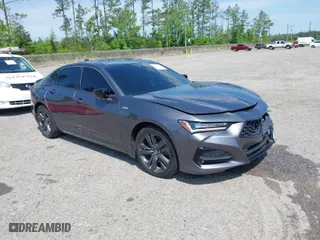 2022 Acura TLX w/A-Spec Package with VIN 19UUB5F55NA002177, listed as a IAAI auction lot 41208723 with 58,795 mi miles. Bid and sale history available at carsss.com. Image 1.