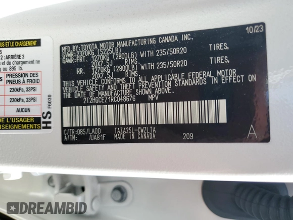 2024 Lexus NX 350 Luxury with VIN 2T2HGCEZ1RC048676, listed as a Copart auction lot 58994635 with 13,229 mi miles and Salvage title. Bid and sale history available at DreamBid. Image 14.