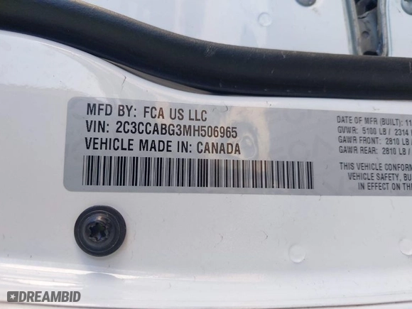 2021 Chrysler 300 with VIN 2C3CCABG3MH506965, listed as a IAAI auction lot 41055449 with NaN miles. Bid and sale history available at carsss.com. Image 9.