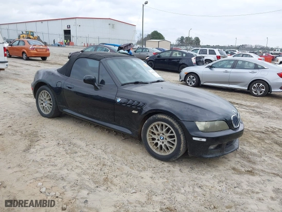 2001 BMW Z3 2.5i with VIN WBACN33491LK46945, listed as a IAAI auction lot 41513135 with 1 mi miles. Bid and sale history available at carsss.com. Image 1.