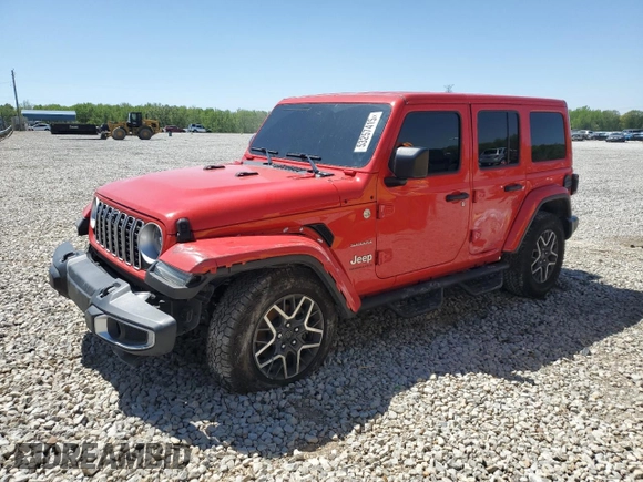 2024 Jeep Wrangler Sahara z VIN 1C4PJXEG6RW266773, wystawiony jako Copart lot #53257415 z przebiegiem 9 655 mil mil oraz Szkoda całkowita • Salvage title. Historia ofert i sprzedaży dostępna na DreamBid. Obrazek 1.
