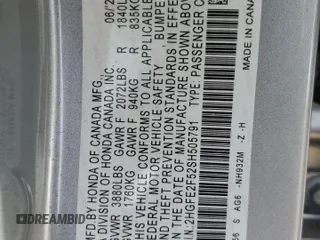 2025 Honda Civic Sport with VIN 2HGFE2F52SH505791, listed as a Copart auction lot 51337905 with 4,857 mi miles and Salvage Title. Bid and sale history available at carsss.com. Image 14.