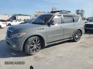 2012 Infiniti QX56 8-passenger with VIN JN8AZ2ND7C9715587, listed as a Copart auction lot 64508345 with 217,786 mi miles and Salvage title. Bid and sale history available at DreamBid. Image 1.