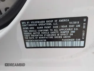 2014 Volkswagen Passat TDI SEL Premium with VIN 1VWCN7A32EC035738, listed as a IAAI auction lot 41641843 with 151,159 mi miles. Bid and sale history available at carsss.com. Image 9.