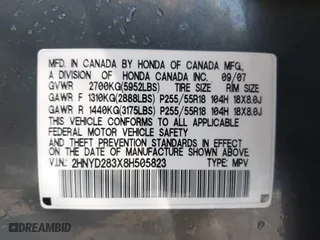 2008 Acura MDX Tech Pkg with VIN 2HNYD283X8H505823, listed as a IAAI auction lot 40110240 with 230,045 mi miles. Bid and sale history available at carsss.com. Image 9.