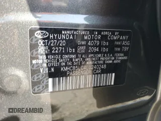 2020 Hyundai Ioniq SEL с VIN KMHC85LC4LU240248, выставлен на аукционе Copart как лот 59132225 с пробегом 63 292 миль миль и Списание • Salvage title. История ставок и продаж доступна на DreamBid. Изображение 13.