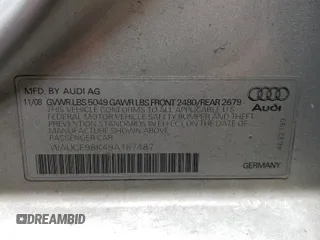 2009 Audi A4 z VIN WAUGF98K49A167487, wystawiony jako Copart lot #70488014 z przebiegiem 68 446 mil mil oraz Szkoda całkowita • Salvage title. Historia ofert i sprzedaży dostępna na DreamBid. Obrazek 14.