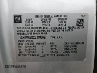 2012 GMC Acadia SLT1 with VIN 1GKKVREDXCJ180097, listed as a Copart auction lot 78930134 with 188,307 mi miles and Clean Title. Bid and sale history available at carsss.com. Image 13.