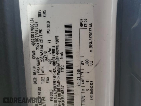 2019 Ford Transit z VIN 1FTYR2XM6KKB14847, wystawiony jako Copart lot #59996485 z przebiegiem 354 486 mil mil oraz Szkoda całkowita • Salvage title. Historia ofert i sprzedaży dostępna na DreamBid. Obrazek 14.