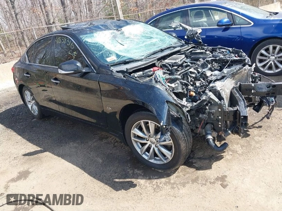 2017 Infiniti Q50 2.0t with VIN JN1CV7ARXHM681506, listed as a IAAI auction lot 41838316 with 98,164 mi miles. Bid and sale history available at carsss.com. Image 1.