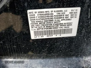 2013 Honda Ridgeline RTL z VIN 5FPYK1F5XDB010362, wystawiony jako Copart lot #50763704 z przebiegiem 134 745 mil mil oraz Szkoda całkowita • Salvage title. Historia ofert i sprzedaży dostępna na DreamBid. Obrazek 12.