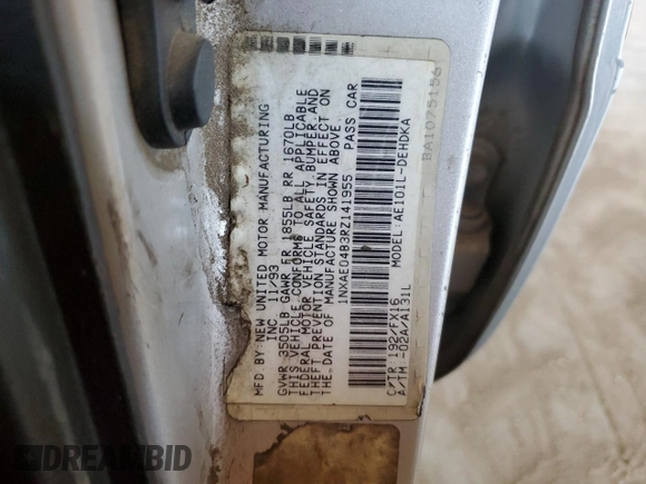 1994 Toyota Corolla with VIN 1NXAE04B3RZ141955, listed as a Copart auction lot 50254875 with 331,593 mi miles and Salvage title. Bid and sale history available at DreamBid. Image 12.