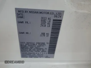 2024 Nissan Altima 2.5 SV with VIN 1N4BL4DW2RN417521, listed as a Copart auction lot 49870205 with 10,732 mi miles and Salvage Title. Bid and sale history available at carsss.com. Image 14.