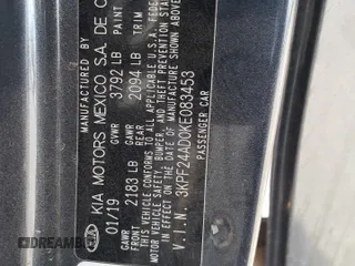 2019 Kia Forte LXS with VIN 3KPF24AD0KE083453, listed as a Copart auction lot 50039982 with 46,584 mi miles and Salvage Title. Bid and sale history available at DreamBid. Image 10.