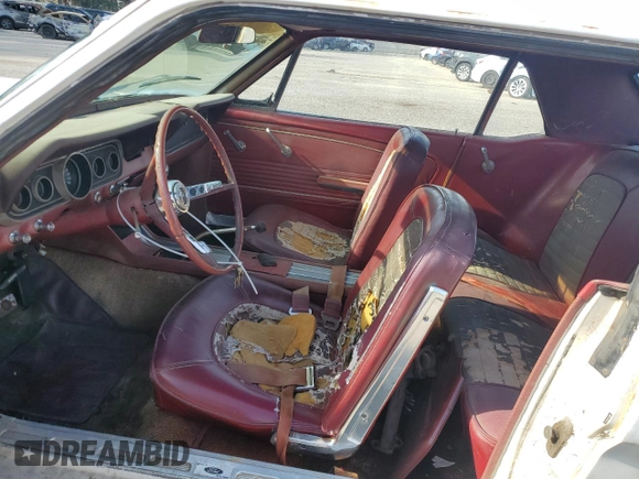 1966 Ford Mustang z VIN 6R07T150972, wystawiony jako Copart lot #43465275 z przebiegiem 27 105 mil mil oraz Czysty tytuł • Clean title. Historia ofert i sprzedaży dostępna na DreamBid. Obrazek 7.