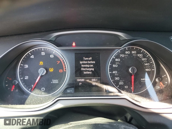 2013 Audi A4 Prestige with VIN WAUKFAFL2DA162742, listed as a Copart auction lot 80587374 with 184,580 mi miles and Salvage Title. Bid and sale history available at carsss.com. Image 9.