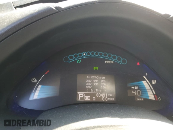 2015 Nissan LEAF SV with VIN 1N4AZ0CP4FC317702, listed as a Copart auction lot 54688805 with 80,491 mi miles and Salvage Title. Bid and sale history available at carsss.com. Image 9.