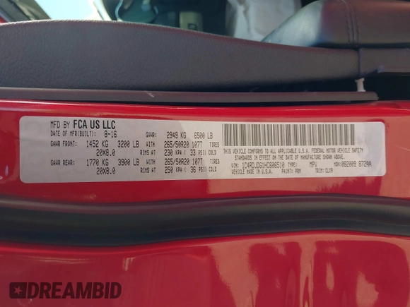 2017 Dodge Durango GT with VIN 1C4RDJDG1HC606510, listed as a IAAI auction lot 42635834 with 174,405 mi miles and . Bid and sale history available at DreamBid. Image 9.