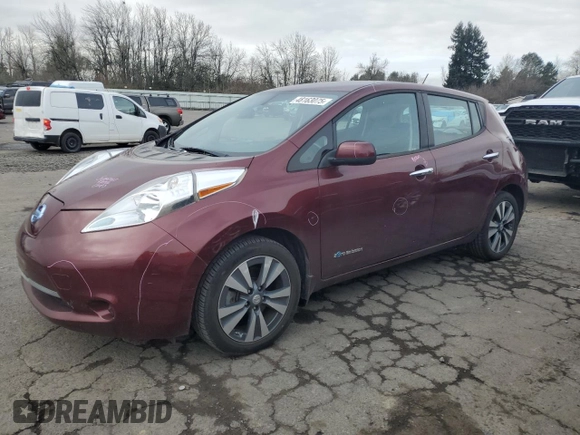 2016 Nissan LEAF SV with VIN 1N4BZ0CP8GC303355, listed as a Copart auction lot 48163075 with 67,665 mi miles and Salvage Title. Bid and sale history available at carsss.com. Image 1.