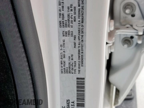 2023 Ram 1500 Limited with VIN 1C6SRFHT7PN564426, listed as a Copart auction lot 57902525 with 14,345 mi miles and Salvage title. Bid and sale history available at DreamBid. Image 13.